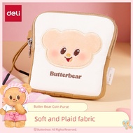beg duit wanita dompet Deli Butter Bear Co-Branded Coin Purse Toast Bag Storage Bag Cosmetic Bag Cut
