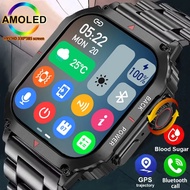 2024ใหม่สมาร์ทวอทช์ NFC ผู้ชาย AMOLED หน้าจอ HD อัตราการเต้นของหัวใจโทรบลูทูธน้ำตาลในเลือดนาฬิกาอัจฉริยะ GPS กันน้ำสำหรับ Huawei Xiaomi