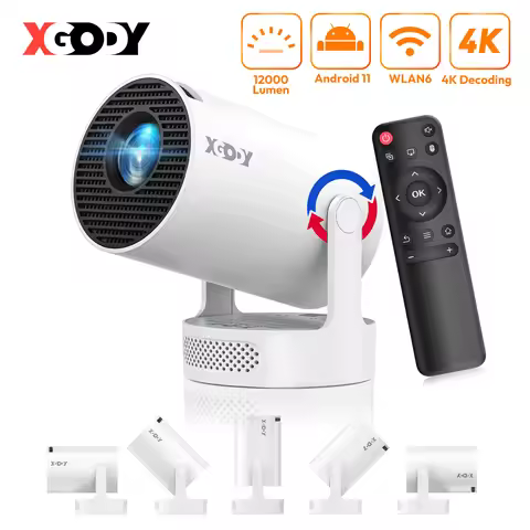 XGODY 4K HY300 Pro+ Projector Built-in 5W Speaker 1280*720P Android 11 12000 Lumens Wifi6 BT5.4 Port