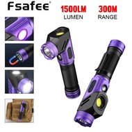FSAFEE F303-UV 90 Degree Rotating Headlight Flashlight 1500LM SST40 COB Ultraviolet Light Magnetic T
