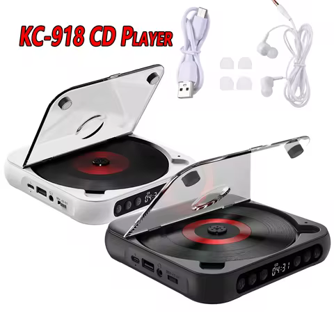 KC-918 CD Player Portable BT Music Player CD Runner Dustproof Cover 6 Modes A-B Repeat Timer Remote 