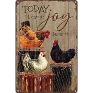Habilboi 1pc 8x12 Inch Chicken Farm Metal Tin Sign - "Today I Choose Joy" Funny Retro Decor, Ideal f