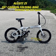 2022 ALCOTT Z1 CARBON FOLDING BIKE 20" SHIMANO 105 2X11sp Glossy White &amp; Matte Black