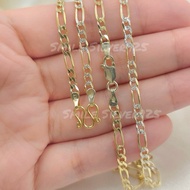 สร้อยคอเงินแท้92.5%Italyชุบ2กษัตริย์ ลายFigaro ขนาด3x1mm.