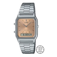 [Watchwagon] Casio Salmon Dial AQ-230A-4A Adjustable Steel Bracelet Ana-Digi Display Unisex Watch aq