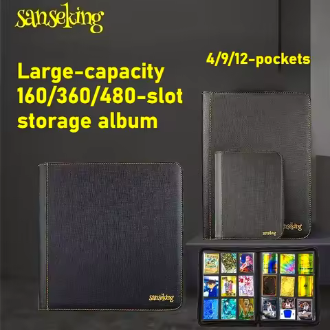 Sanseking PU Card Binder Premium Zipper 4/9/12 Pocket 160/360/480 Slots Photo Album for Yu-Gi-Oh Spo