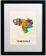 Venezuela Watercolor Map by Michael Tompsett, White Matte, Black Frame 16x20-Inch