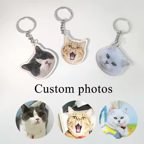 MYDIY Custom Pet Photo Acrylic Keychain Personalized Dog Cat Photo Keychain Charm Personalized Backp