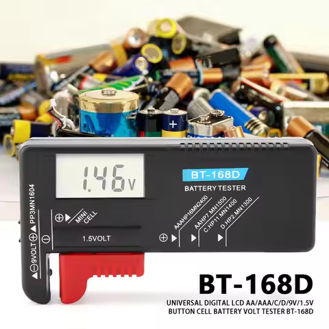 BT‑168D Battery Volt Tester Digital LCD AA//C/D/9V/1.5V Button Cell Battery Volt Tester BT‑168D Batt