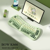 BOW K666 68% Alice Keyboard Silent 3mode Wireless BT/2.4G Wired Ergonomics Mechanical Feeling Cute C