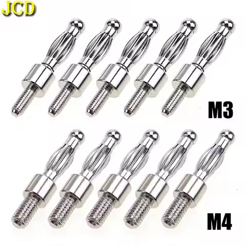 JCD 10pcs 4mm Banana Plug Connector Adaptor 3mm / 4mm Lantern Shape Type Banana Plugs with M3/M4 Scr
