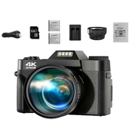 Vetek 4K Video Camera for Vlogging  Ultra HD 18X Digital Zoom Camcorder With External Microphone