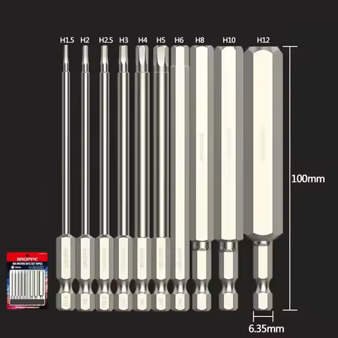 Hex Head Allen Wrench Drill Bit Set S2 Alloy Steel Metric Hexagonal Bit Set Magnetic Tip Hex Key Scr