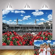 Kentucky Derby Photo Backdrop Run for The Roses Banner Derby Day Background for Horse Racing Theme P