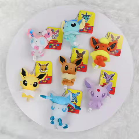 Eevee Vaporeon Umbreon Jolteon Sylveon Flareon Pokemon Plush Dolls Small Pendant Keychain Stuffed To