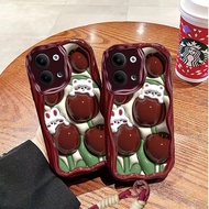 Phone Case For Samsung A32 Silicone 3D Wine Red Tulip Bear Rabbit TPU Phone Case