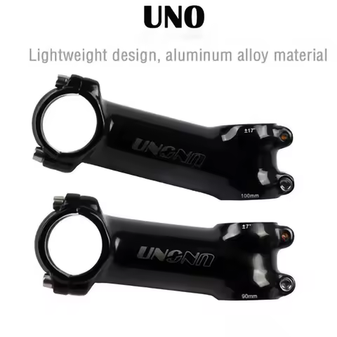 UNO Aluminum Alloy Bicycle Ultralight Stem 28.6x31.8mm 60-130mm +-7/17Degree GlossyBlack Handlebar S