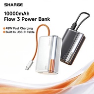 SHARGE Flow 3 10000mAh Power Bank PD 45W Portable Power Bank 10K Portable Charger Built-In USB-C Cab