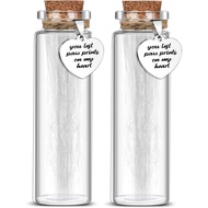 Nuenen 2 Pcs Memorial Bottle for Pet Hair Pet Fur Glass Bottle with Heart Shape Ornaments White Orga