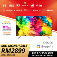 [PRE-ORDER] PRISM+ Q65 Quantum Edition | 4K Google TV | 65 inch | Quantum Colors | Google Playstore 