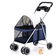 (The Ham's) Pet Stroller Dog Cat 4-wheel Pet Stroller Outdoor Folding Portable Lightweight Wheel Stroller