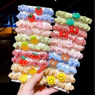 Gratis Ongkir - Karet Scrunchie Anak 3D Set 10 Pcs / Aksesoris Ikat Rambut Scrunchie Anak