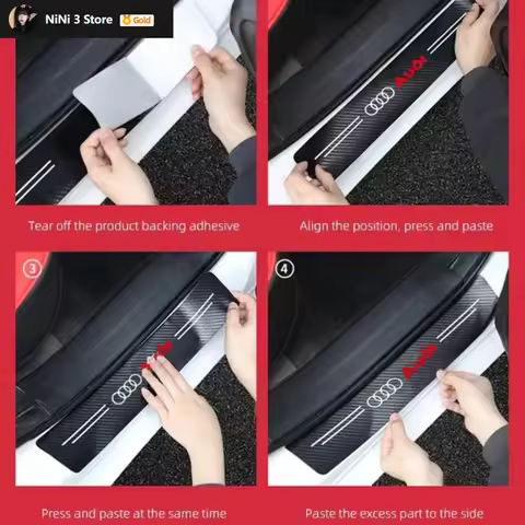 1/4/5Pcs For Audi Sline A3 B8 A1 A4 B7 A6 C7 A5 A7 A8 B9 B6 C6 Q2 Q3 Q5 Q7Leather Car Door Sill Plat