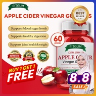 【Local Stock】Natural Slimming FITGUM Apple Cider Vinegar Gummies 60 Pieces Apple Cider Gummies for W