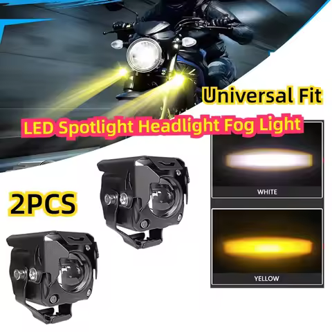 Motorcycle Spotlight LED Headlight Auxiliary Dual Color Fog Light Mini projector Lens work light mot
