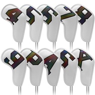 MANNYI Wedge cover Iron pole cover Golf Putter Accessories Embroidery 4-9PSAX Golf Iron Covers Set G