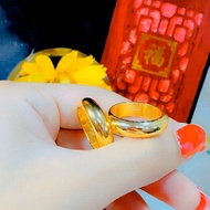 Smooth ring simulating a 2-thread ring plated with 24 gold with 9999 engraved inside