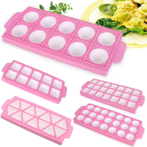 Ravioli Maker Ravioli Round Sqaure Stamp Cutter Mold with Tray and Press Pierogi Maker, Dumpling Mak