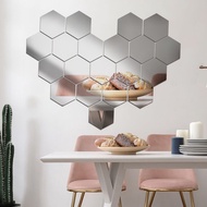 Self-adhesive hexagonal soft mirror wall sticker living room porch acrylic 3d solid wall decoration bright mirror sticker