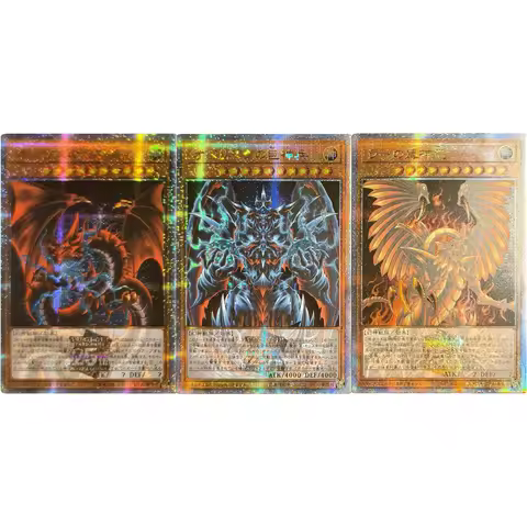 Diy 3Pcs/set Yu-Gi-Oh! 25th Anniversary Egyptian God Flash Card Slifer the Sky Dragon Game Anime Col