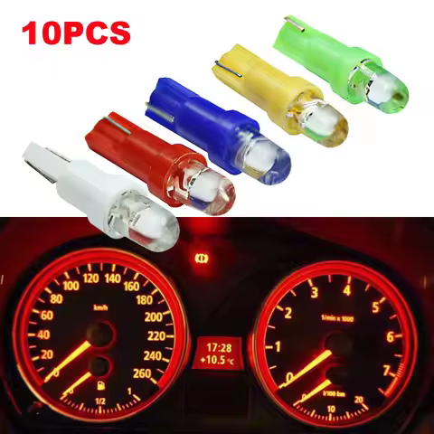 10pcs 5Colors Car Interior T5 LED 1 SMD DC 12V Light Ceramic Dashboard Gauge Instrument Cluster Car 