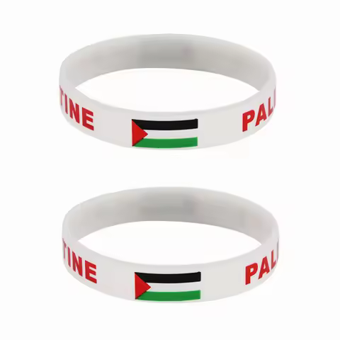 2pcs Palestine Flag Silicone Bracelet Sports Game Wristbands National Wrist Strap for Men Women Rubb