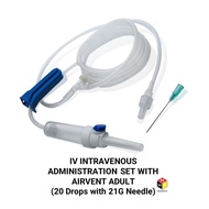 IV INTRAVENOUS ADMINISTRATION SET WITH AIRVENT (20 Drops with 21G Needle)