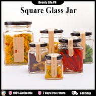 3pc Honey Container Square Glass Jar 100ml/200ml with Metal Lid Empty Storage Container High Quality