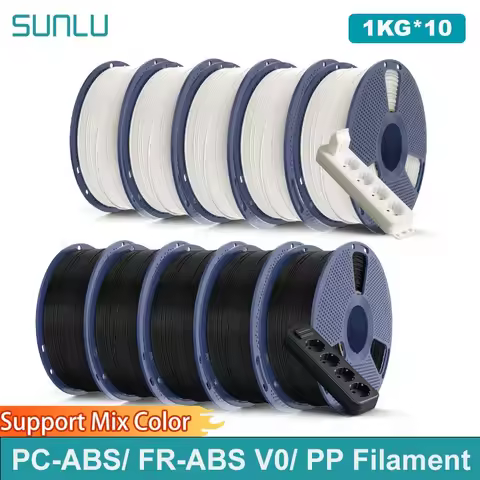 SUNLU 10Roll PC-ABS/FR-ABS V0/PP 3D Filament 1.75mm Filament for Industrial Parts&3D Printer ,0.8KG/