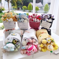 Sanrio Plush Flower Bouquet My Melody Kuromi Cinnamoroll Pom Pom Cinnamoroll Lotso Bear Plush Doll V