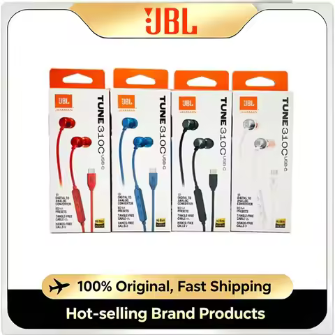 JBL Tune310C USB-C Wired In-ear Headphones Hi-Res Pure Bass Earphone With Mic Remote Control Type C 