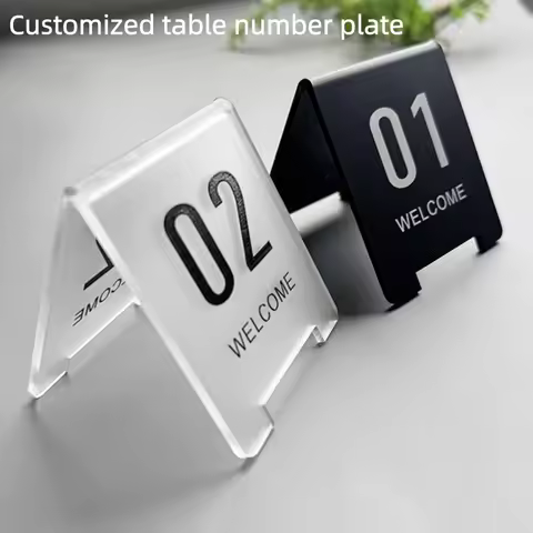 Acrylic Desktop Sign Custom Double Sides Desktop Number Table Marker For Restaurant Hotel Cafe Bars 