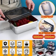 Chiaw77 [ 1000ml + 2000ml ] SUS316 Stainless Steel Antibacterial Rectangle Food Container