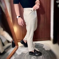 LIMITTES x HANN Ankle Pants Gurkha Pants Slim Fit Magic Waist Stretch Long Formal Office gs