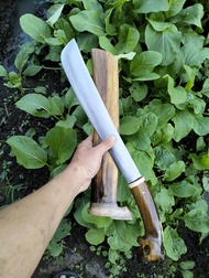 golok tebas bambu dan kayu siap pakai ukuran 30 cm ukir macan