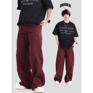 Retro style loose fit workwear pants with pleated patchwork workwear pants