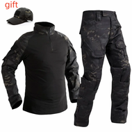 อำพรางในสนามรบเสื้อเชิ้ตกางเกงสูททหารยุทธวิธี Uniform US Army BDU Multicam สีดำผู้ชาย Sniper ลายพราง