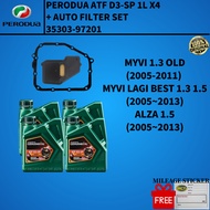 Perodua ATF D3-SP 1L X4 + AUTO FILTER SET 35303-97201 FOR ALZA 05-13/MYVI 1.3 05-11/MYVI LAGI BEST (