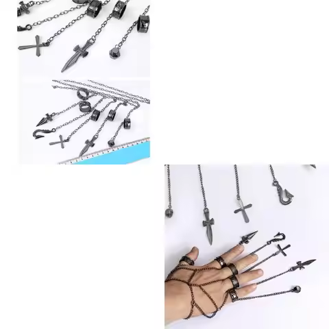 31BB Trendy Kurapika Chains Bracelet Adult Kids Jewelry Ring Full-five Finger Rings