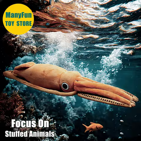 Giant Squid Plush Toys High Fidelity Cuttlefish Plushie Giant Calmar Lifelike Stuffed Animal Simulat